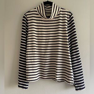 Madewell Navy and Cream Striped Turtleneck Top